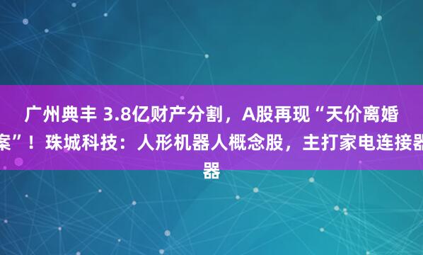广州典丰 3.8亿财产分割，A股再现“天价离婚案”！珠城科技：人形机器人概念股，主打家电连接器