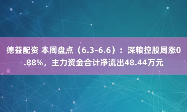 德益配资 本周盘点（6.3-6.6）：深粮控股周涨0.88%，主力资金合计净流出48.44万元