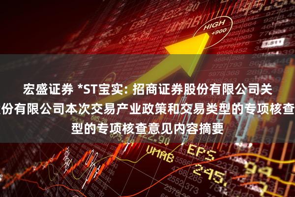 宏盛证券 *ST宝实: 招商证券股份有限公司关于宝塔实业股份有限公司本次交易产业政策和交易类型的专项核查意见内容摘要